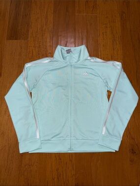 adidas Mint Green Full-Zip Track Jacket with White Stripes, kids 10/12